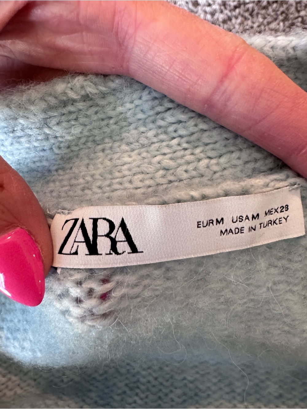 ZARA Jewel Bow Cardigan Sweater Baby Blue Coquette Blogger Favorite Preppy M - Picture 7 of 9